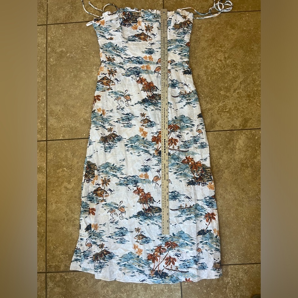 Free People Beach Party Dress, Tropical Linen Vacation Size 6 - Picture 8 of 16